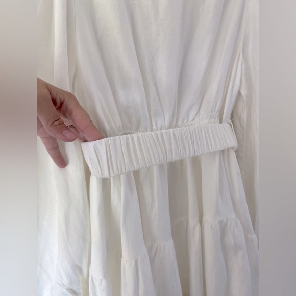 Bardot The Mini Shirt Dress In Ivory Long Sleeve White Linen Blend Size Small - Picture 12 of 15